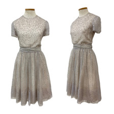 Vintage 1960s Harvey Berin by Karen Stark Silver Sheer Rhinestone Party Dress