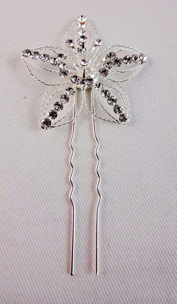 David\'s Bridal Silver Crystal Hair Pins Marquise Crystal Sprig Hair Pin Set | David main image 4