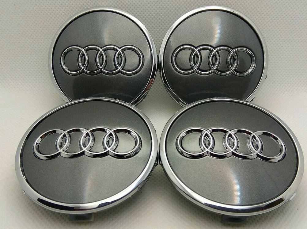 4pcs For Audi Wheel Center Caps 61mm Hubcaps Rim Caps Emblems Grey 4M0601170