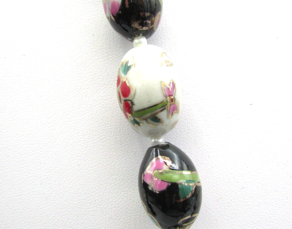 JTV WW WORLD WIDE IMPORTS HAND PAINTED BEADS 24" NECKLACE STERLING 925 NWOT JB9