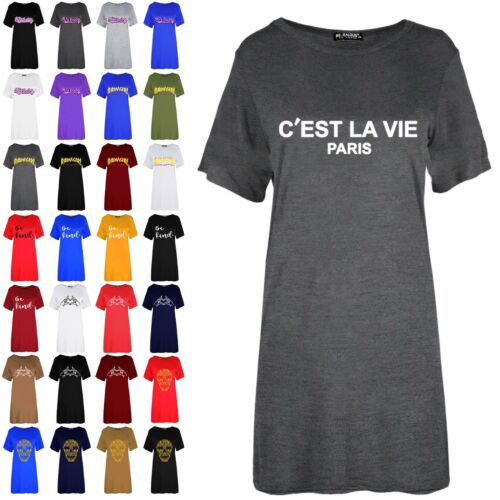 Womens Ladies Pyjamas Dress Paris Nightie Loungewear PJ Night Wear Gown T Shirt - Picture 1 of 45