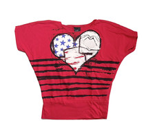 Self Esteem Short Sleeve Red Heart Love T-shirt Girls Size M (7/8)