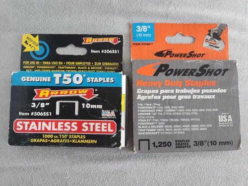 Arrow ARRT5038SS T50 Staples Stainless Steel 506SS 10mm 3/8in - Box 1000