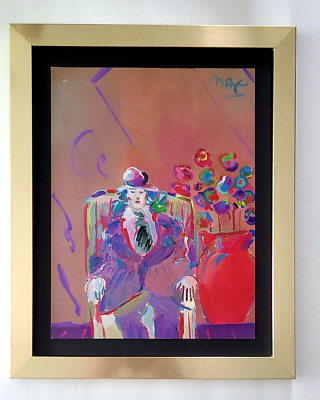 PETER MAX + COLORFUL + 1990'S SIGNED PRINT  + NEW GOLDEN FRAME