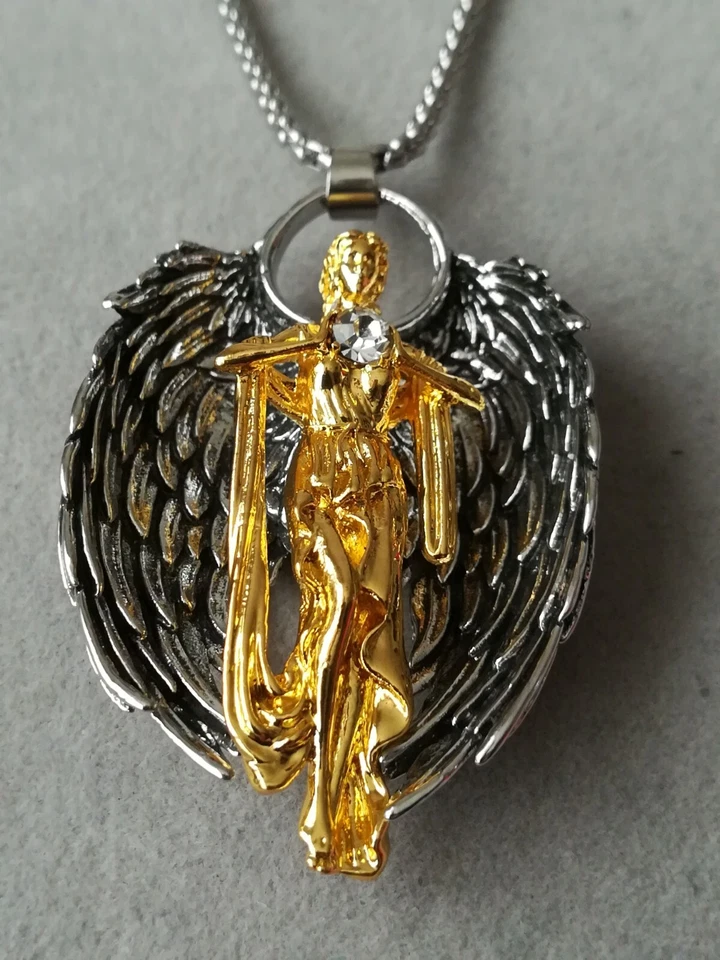 Engel Schutzengel Anhänger Mit Halskette Silber Gold Glücksbringer Flügel Liebe - Bild 2 von 4