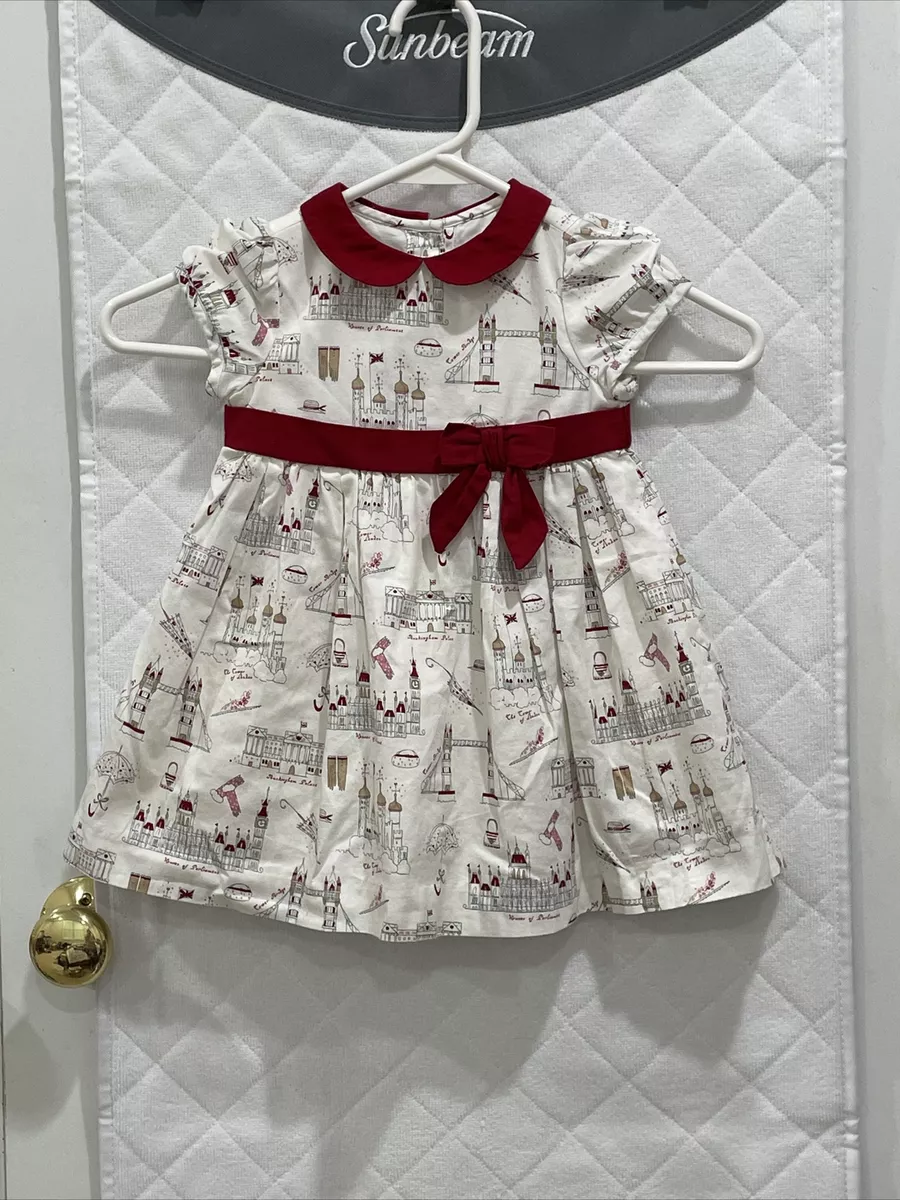 Janie and Jack Baby Girl Vintage London Town Dress Sweater Size 6 12 Months EUC