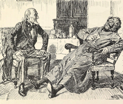  Uncle Sam & John Bull UNE BONNE HISTOIRE von Partridge Punch Cartoon Druck 1921