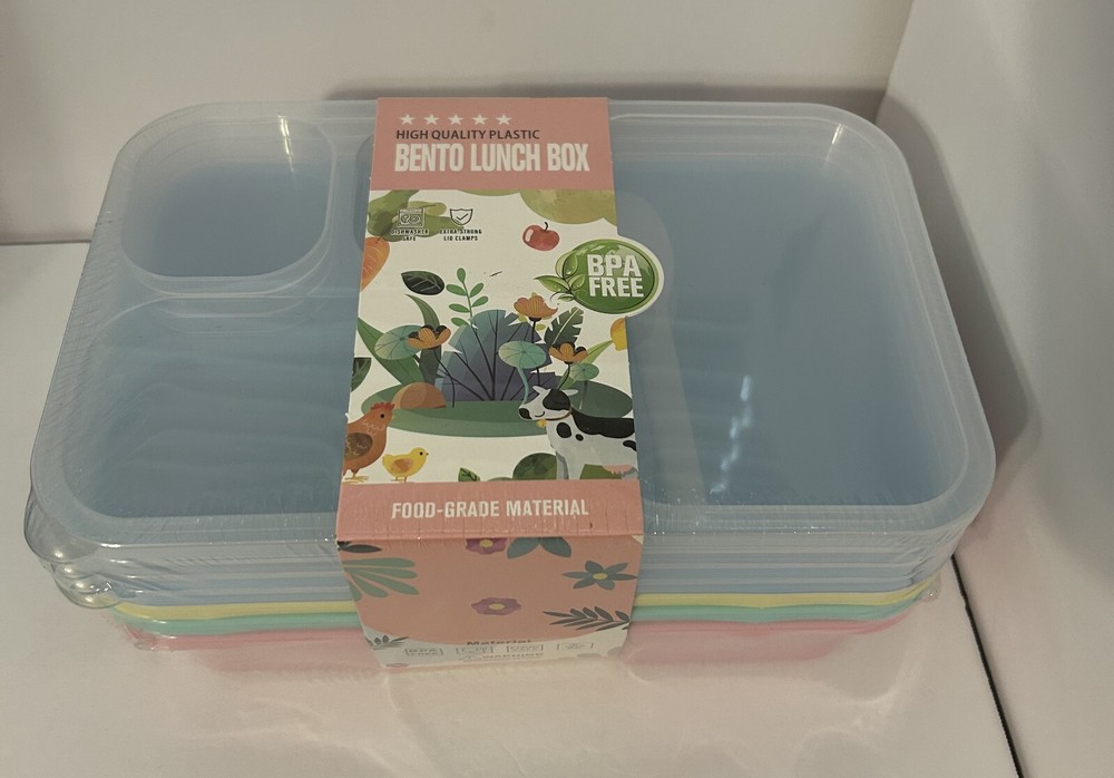 Bento Box Adult Lunch Box 4 Pack 5 Compartment Meal Prep Container Reusable