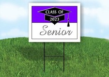 2023 SENIOR PURPLE WHITE 18inx24in Yard Road Sign w/ Stand
