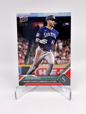 Julio Rodriguez 1st Mariners w/ 3 4 Hit Games 2023 TOPPS NOW 723 RED /10 SSP  