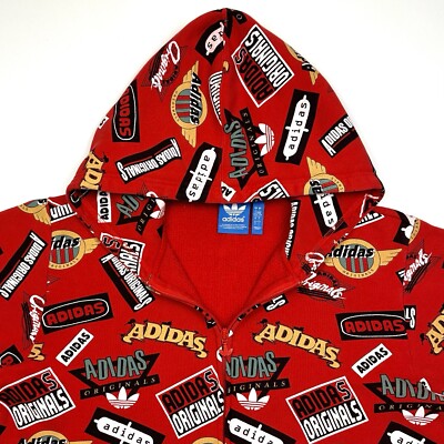 adidas スカジャン Adidas Originals Hoodie Mens L Full Zip Sweatshirt Colorful Print