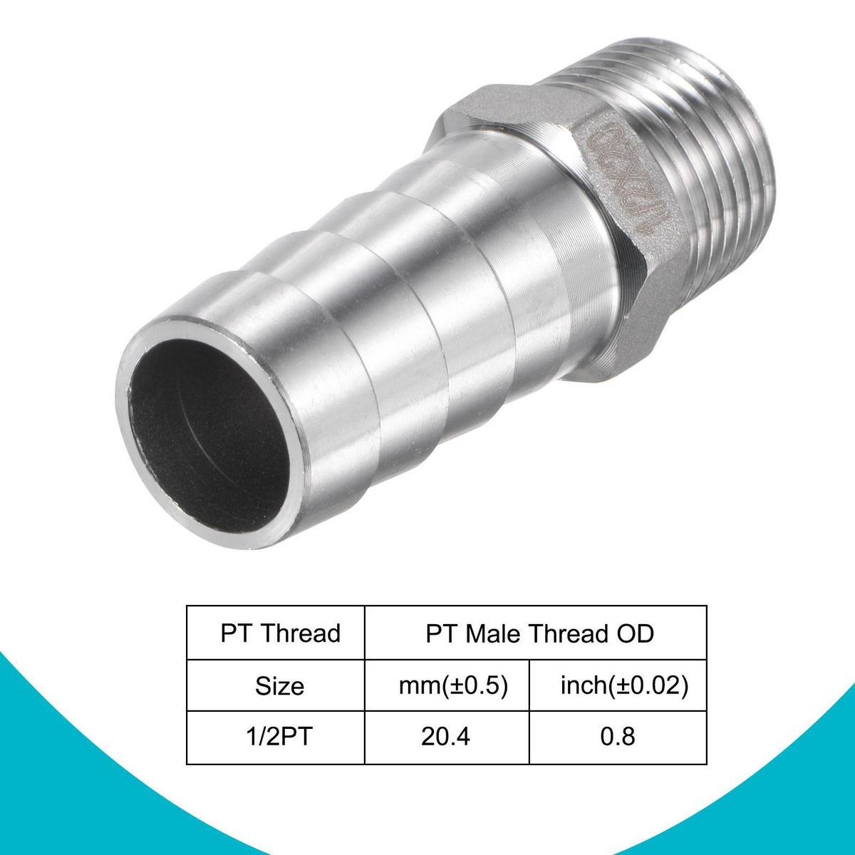 1pc 1/2" BSPT Male 14mm Hose Connector 304 Stainless Steel Hos 1PC 3/4" BSPT 1PC 1/8" BSPT Male 6mm Hose Connector 304 Stainless Steel Hose
