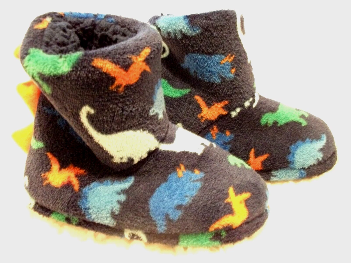M S Infant Slipper Boots Sherpa Fleece Infant 6 Hard Sole BNWT Dinosaurs