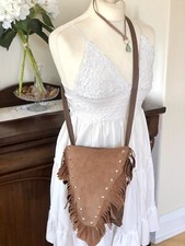 Leather tassel Bag One Off Unique Cross Body Pack Featival Boho handcrafted UK 