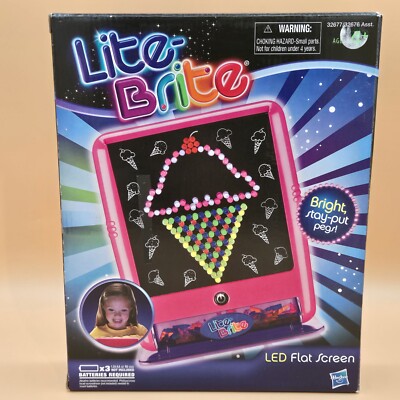 2010 HASBRO LITE BRITE LED FLAT SCREEN BRIGHT STAY PUT PEGS #32677 NEW