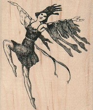 Lady Leaping 3 1/2 x 4" Rubber Stamp, People Stamp, Woman Stamp