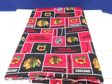 CHICAGO BLACKHAWKS NHL Cotton Fabric Block Logo 1 Yard Licensed Sewing Crafts
