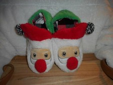 FRANCESCAS SANTA CLAUS FUZZY WOMEN'S BEDROOM SLIPPERS SIZE 7-8 NEW