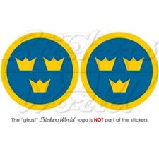 SCHWEDEN Schwedische Luftwaffe Flugzeug Kokarde Aufkleber, Vinyl Sticker 75mm x2