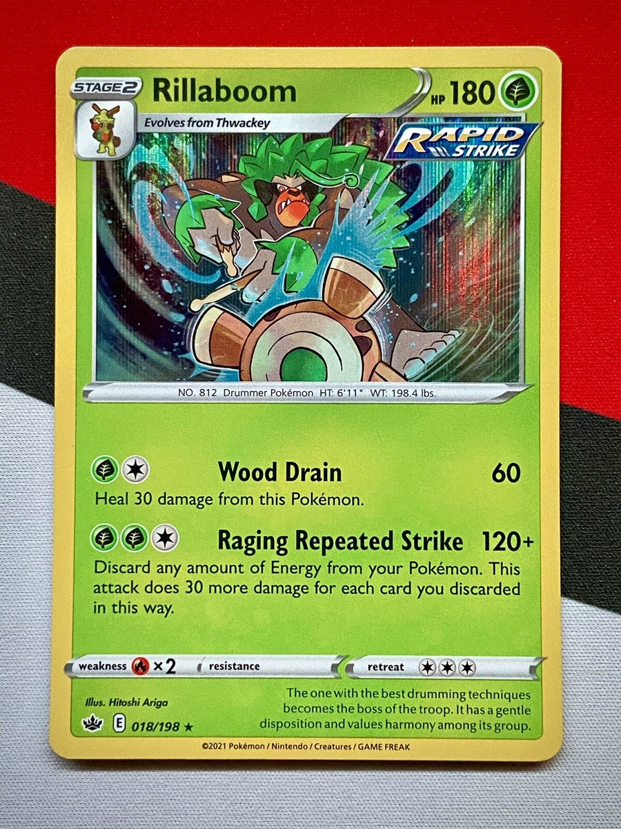 Rillaboom Rapid Strike 018/198 Holo Rare Chilling Reign Pokmon PACK FRESH