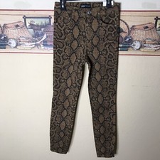 Zara Women  s Hi-Rise Skinny Jeans Snakeskin Print Stretch Edgy Punk Size 4 NWT