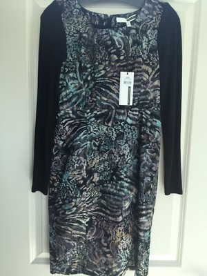 NEW Tracy Reese Contrast Shift Dress Multi Color Shimmer Jacquard Size 2 $398