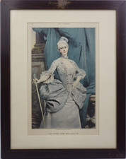 Donna francese di classe superiore, mode femminili  antica STAMPA Opera cornice