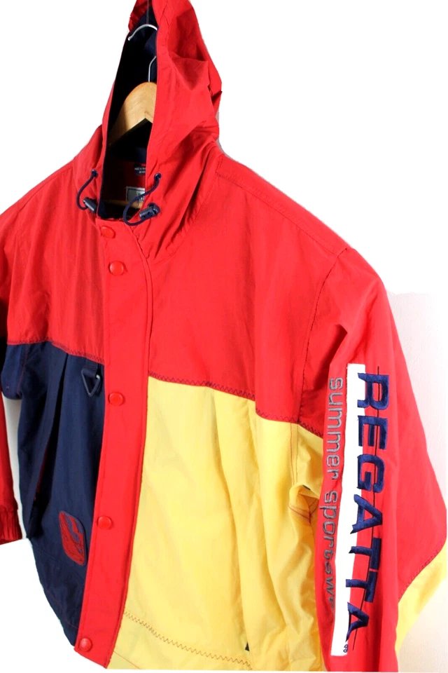 Vintage Regatta Sport Men's Large Sailing Hooded Vented Full Zip Windbreaker - Image 3 of 4