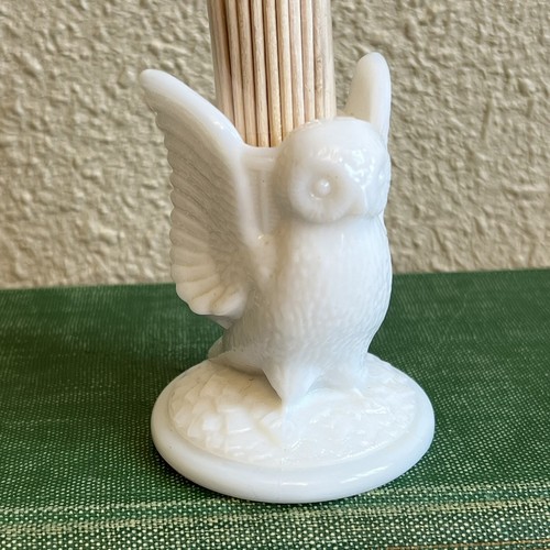Vintage Westmoreland White Milk Glass Owl Toothpick Holder eBay