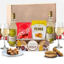 White Wine and Chocolate Gift Set - 2x 18.7ml Wine gifts - Border Biscuits - ...
