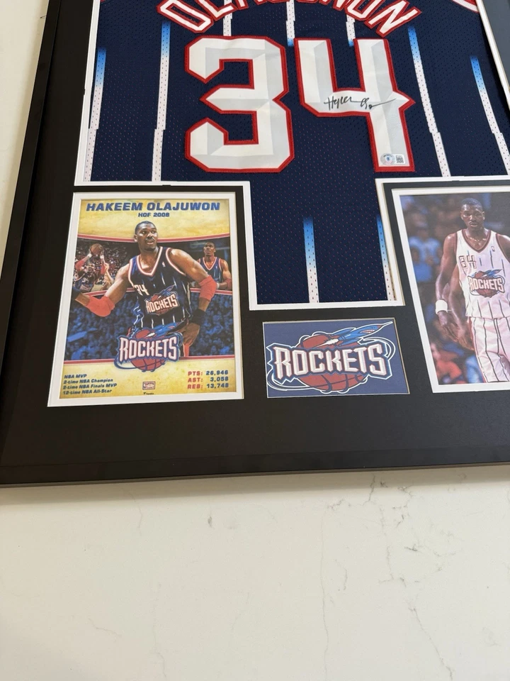 Hakeem Olajuwon Signed/Framed Houston Rockets Jersey Beckett COA - Image 3 of 4