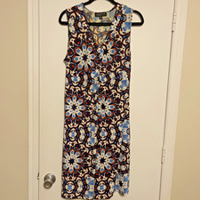 Jones New York Dress Womens Size Large Blue Paisley Matching Sweater Sleeveless