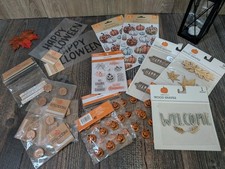 Fall Halloween Scrapbook Stickers Paper Craft Supplies Wood Stamps Embellishment
