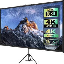 Portable Projector Screen with Tripod Stand, 16:9 4K HD, Indoor & 100IN 