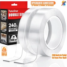 Heavy Duty Double Sided Tape Clear 20FT Nano Removable Strong Gel Adhesive Mount