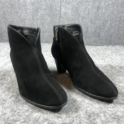 Luftpolster Booties Womens Size 8.5 Black Suede Ankle Boots Zip Comfort