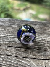 handmade art glass marble  Blue Band  By Sara Sally LaGrand