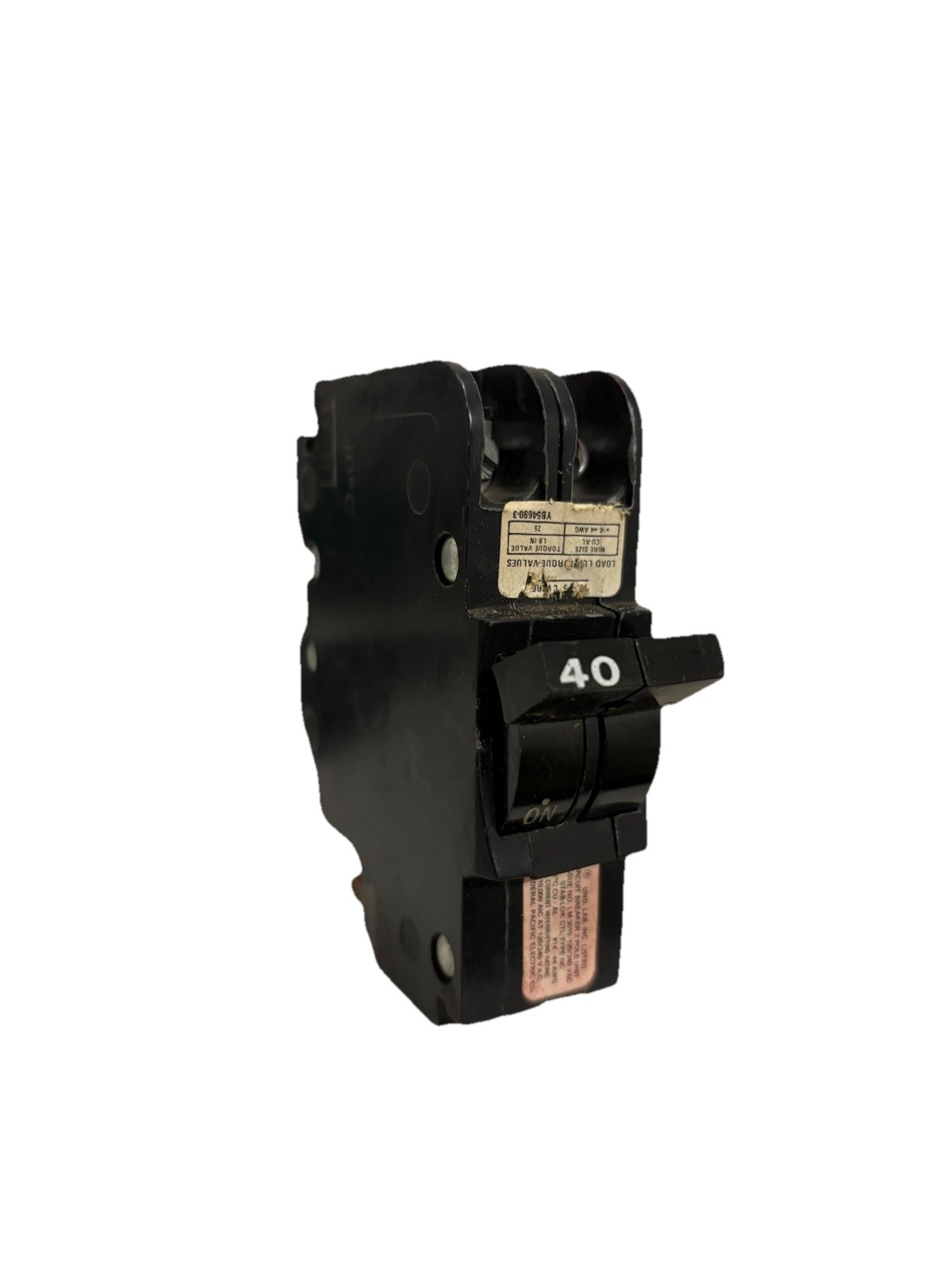 Federal Pacific FPE NC240 2 Pole 40 Amp Stab Lok Thin Circuit Breaker - Black