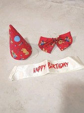 Build A Bear Workshop BABW 3 Piece Birthday Hat, Sash, Tie Set