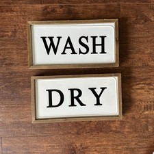 Laundry Room Decor for wall Signs Set of 2 retro rustic Farmhouse Wash Dry