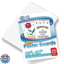 Chell Large Size 22" x 28" White Poster Board Heavyweight, for Sc