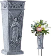 Cemetery Flowers Vase with Spike Memorial Grave Vase Resin Flowers Holder for...