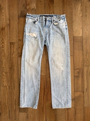 Men Martin + Osa Straight Distressed Jeans, Light Wash, Size 32 X 30