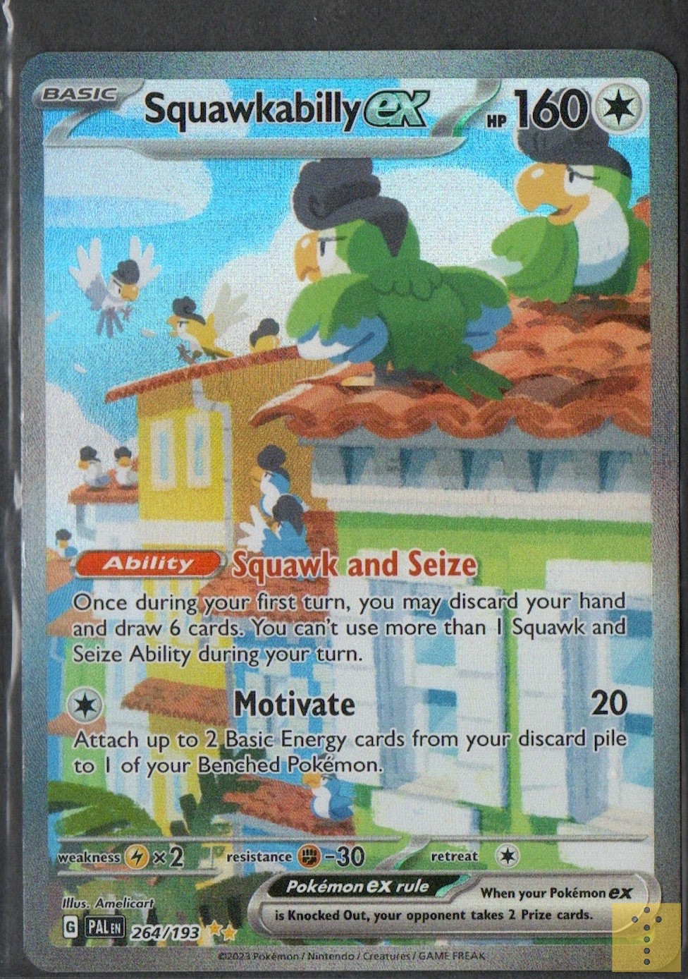Squawkabilly ex 264/193 Special Illustration Rare Paldea Evolved Pokemon NM
