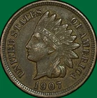 1907 Indian Head Cent Choice Extremely Fine XF+ Coin #42815