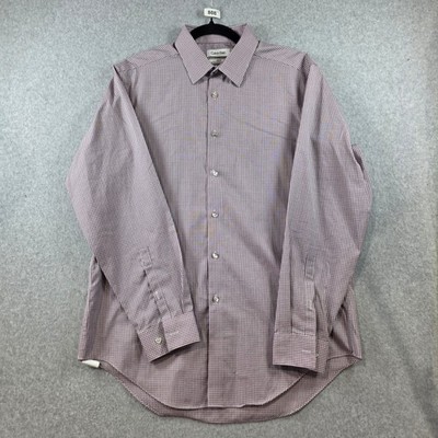 Calvin Klein Mens Slim Fit Performance Non-Iron Dress Shirt Purple 16 32/33  | eBay