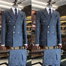 Men's Suits Double-Breasted Foemal Business Wedding Groom Tuxedo Fit 2 Pieces