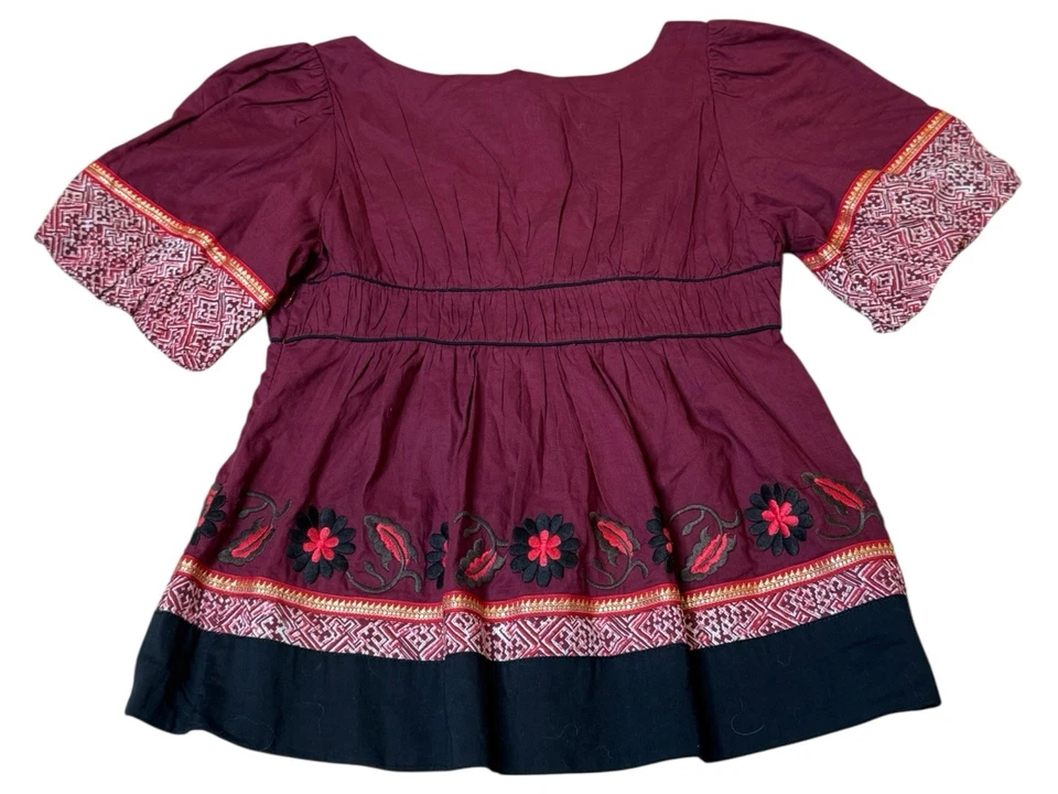 Blusa para mujer Anthropologie Lithe borgoña bordada y adornada talla 2 nueva sin etiquetas Foto 2 de 4