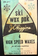 Vintage J. C. Higgins Ski Wax Pak Outdoor Speed Waxes