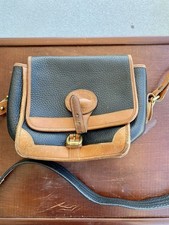 Vintage Dooney  Bourke AWL Black Tan Leather Crossbody Bag